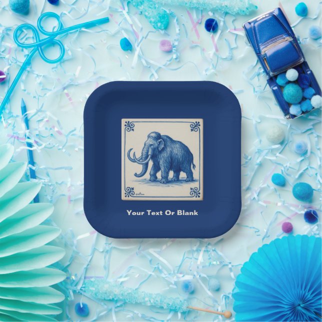 Delft Woolly Mammoth Paper Plate (Party)
