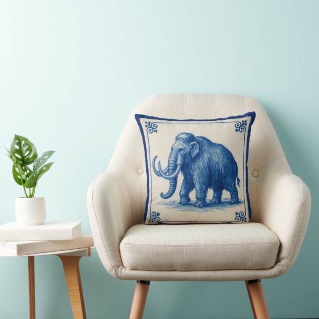 Delft Woolly Mammoth Throw Pillow (Chair)