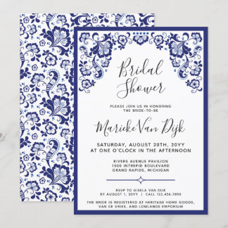 Delfts Blauw | Delft Blue Dutch Bridal Shower Invitation