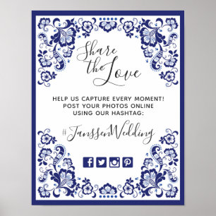 Delfts Blauw   Delft Blue Hashtag Photos Wedding Poster