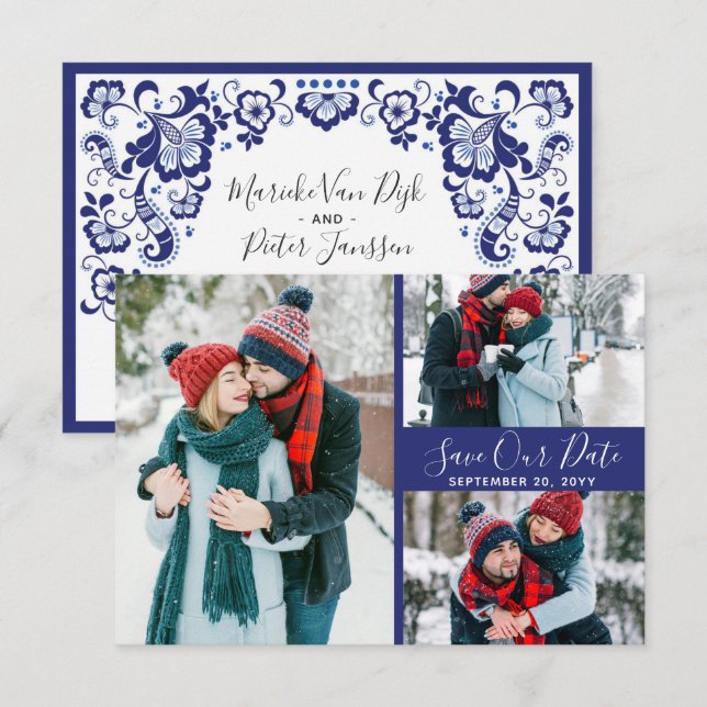 Delfts Blauw | Delft Blue Save The Date Photos Invitation (Front/Back)