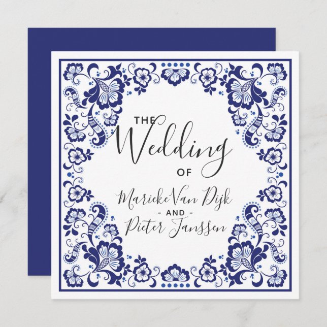 Delfts Blauw | Faire-part de mariage Delft Blue Ti (Devant / Derrière)