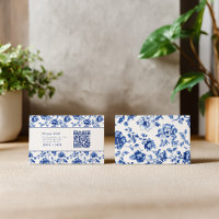 Delftware Blue Floral RSVP with qr code