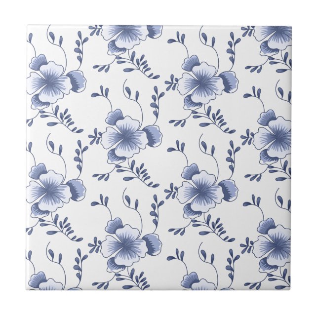 Delftware Style Pansy Tile (Front)