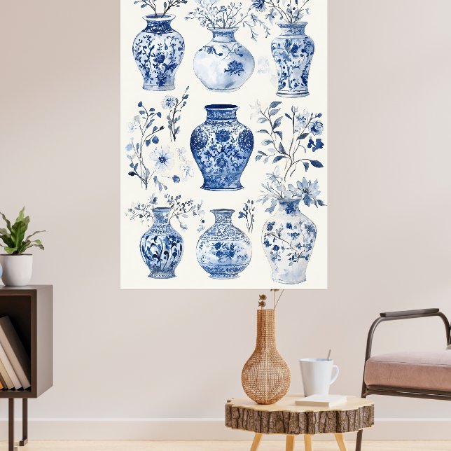 Delftware vases, characterized by their classic  poster (Living Room 3)
