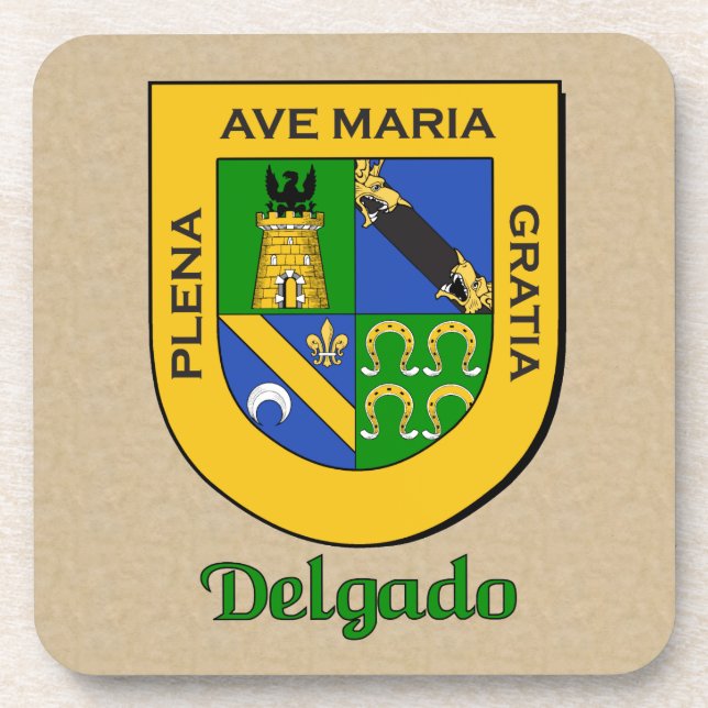 Delgado Family Shield Coaster (Front)
