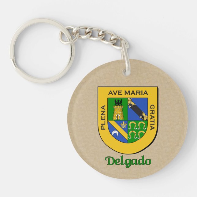 Delgado Historical Shield with Flag of Mexico Keychain (Front)