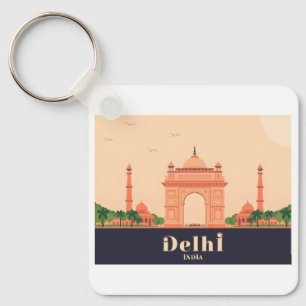 Delhi India Pastel Travel Design Keychain