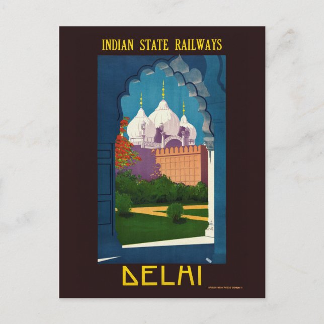 Delhi India Vintage Poster 1930 Postcard (Front)