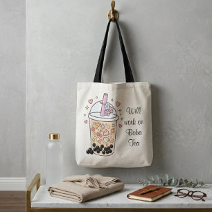 delicacy poise look bubble tea style custom name tote bag