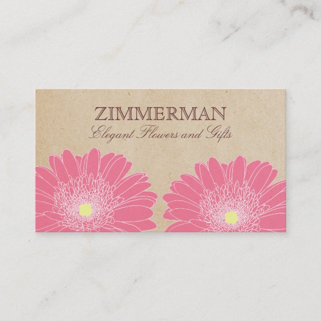 Délicat Carte de visite, Fleurs Roses (Devant)