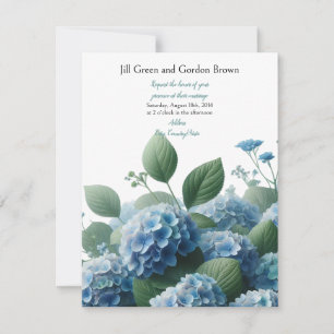 Délicat Faire-part de mariage Blue Hydrangea
