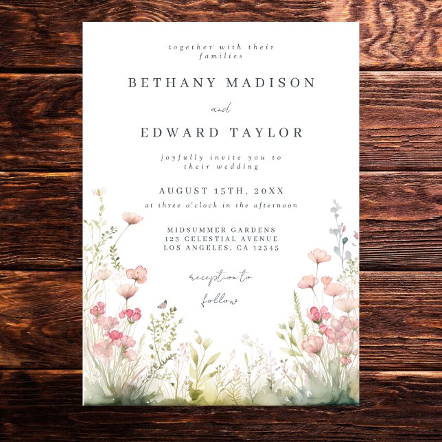 Délicat Faire-part de mariage floral (Créateur téléchargé)