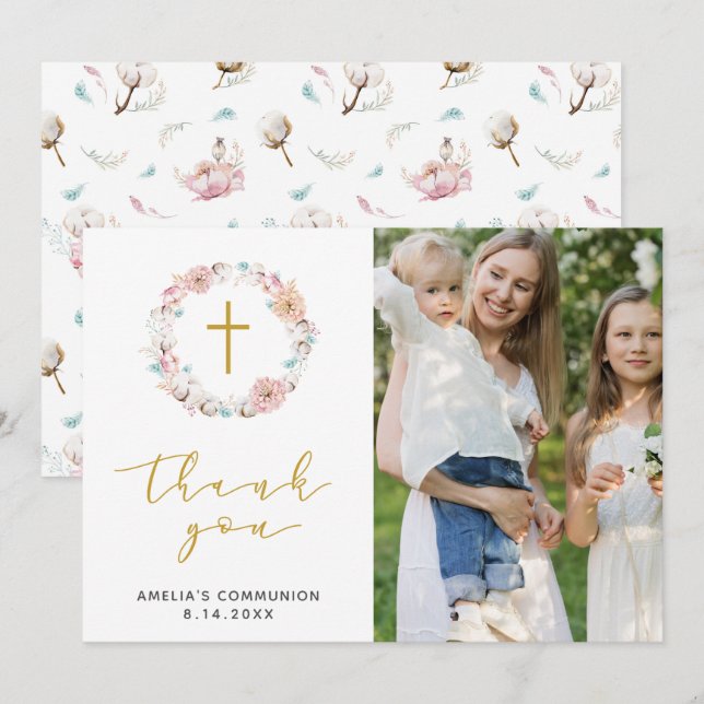 Délicat Merci floral et coton (Devant / Derrière)