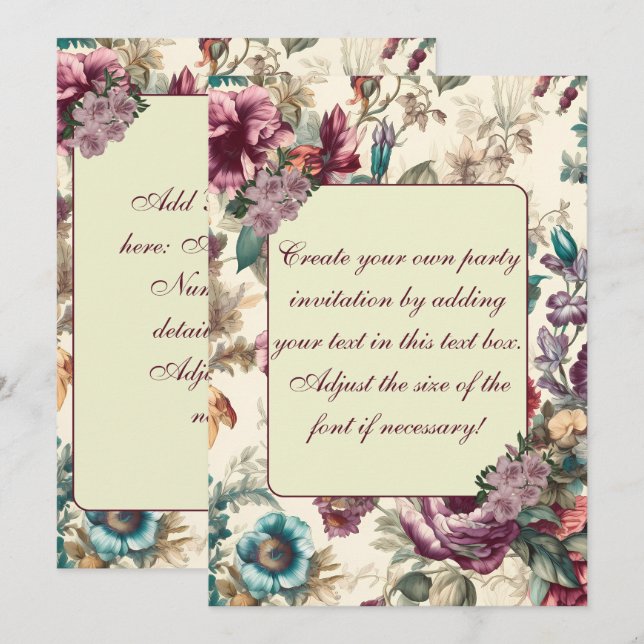 Délicat Pastel Summer Floral Invitation Modèle (Devant / Derrière)