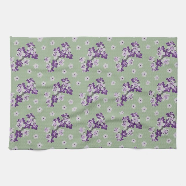 Délicat serviette de thé aux orchidées violettes (Horizontal)