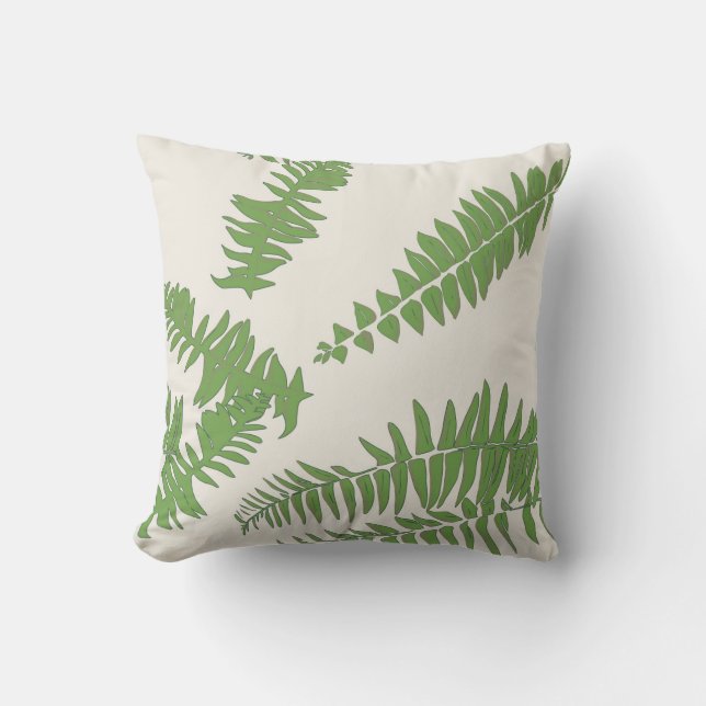 Délicat vert de foune sur Coussin crème (Recto)