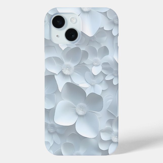 Delicate 3D White Floral Pattern Phone Case (Back)