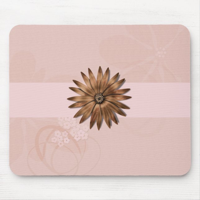 Delicate Abstract Flower on Pale Pink Mouse Pad (Front)