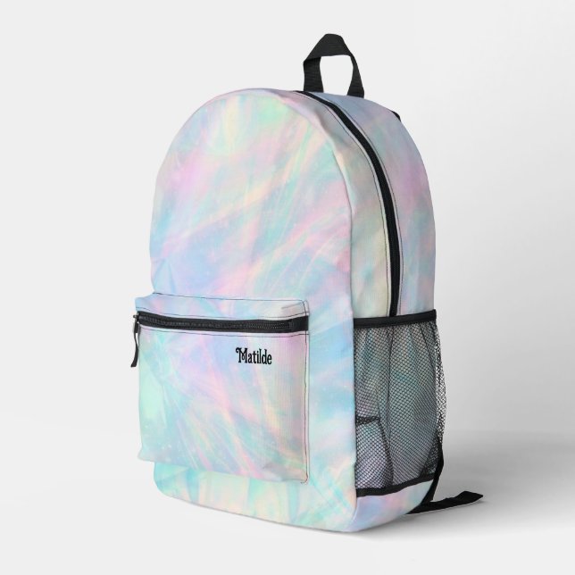 delicate abstract pastel pattern printed backpack (Back Corner Right)