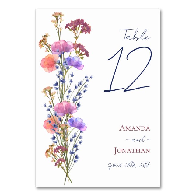 Delicate Acrylic Floral Wedding Table Number (Front)