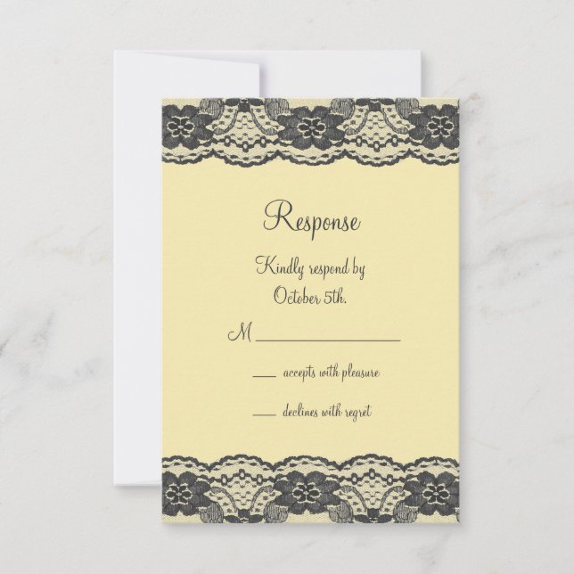 Delicate and Lacy RSVP (yellow) Card (Front)