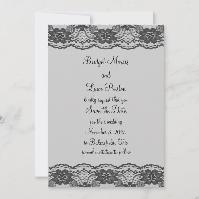Delicate and Lacy Save the Date (grey) (Front)