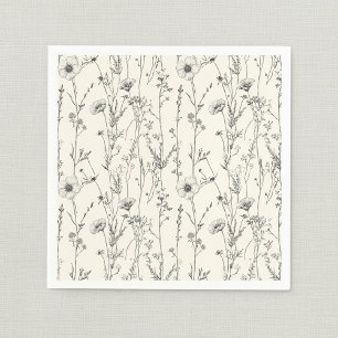 Delicate and soft cream wild flowers napkin
