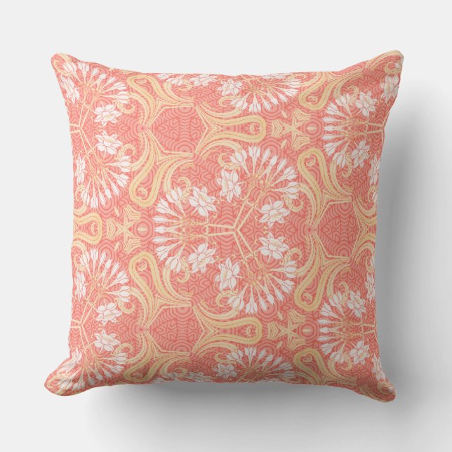 Delicate Art Nouveau Florals Throw Pillow (Front)