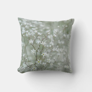 Delicate Baby's Breath Flower Nature Photography Throw Pillow