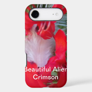 Delicate Beauty   Red Flower with White Feather Ar