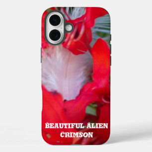 Delicate Beauty   Red Flower with White Feather Ar iPhone 16 Plus Case