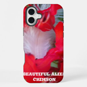 Delicate Beauty   Red Flower with White Feather Ar iPhone 16 Plus Case