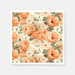 Delicate beige peach flowers napkin