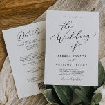 Delicate Black All In One QR Dinner Wedding Invitation<br><div class="desc">This delicate black calligraphy all in one QR dinner wedding invitation is perfect for a modern wedding. The romantic minimalist design features lovely and elegant black typography on a white background with a clean and simple look. Save paper by including the details on the back of the wedding invitation instead...</div>
