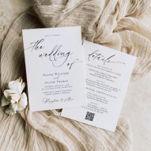 Delicate Black and White Wedding Invitation