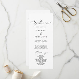 Delicate Black Calligraphy Ampersand Wedding Program