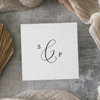 Delicate Black Calligraphy Monogram Wedding