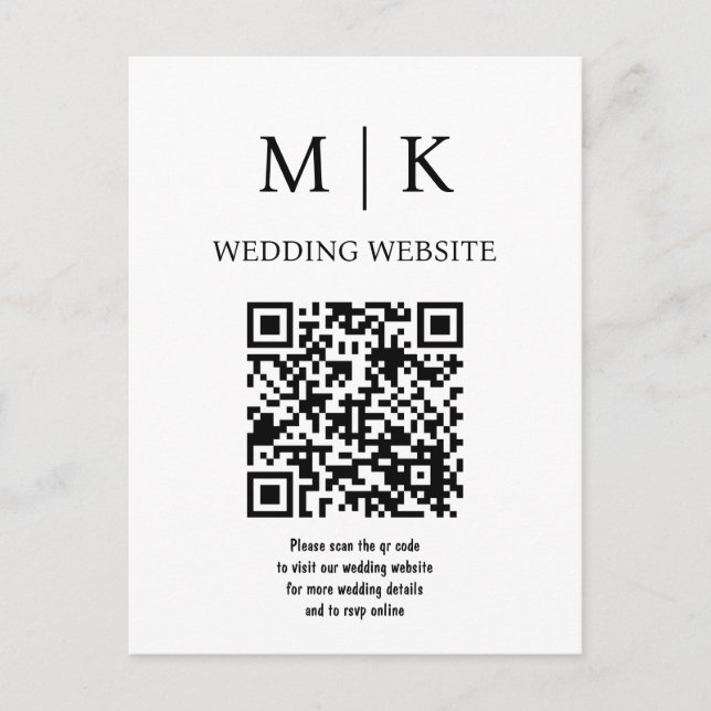 Delicate Black Calligraphy QR Code RSVP Enclosure  Postcard (Front)