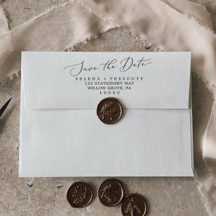 Delicate Black Calligraphy Save the Date Card Envelope