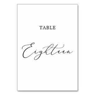 Delicate Black Calligraphy Table Eighteen Number
