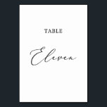 Delicate Black Calligraphy Table Eleven Number<br><div class="desc">This delicate black calligraphy table eleven table number is perfect for a modern wedding. The romantic minimalist design features lovely and elegant black typography on a white background with a clean and simple look. The card prints on the front and back (double-sided). Other table numbers in the collection are sold...</div>