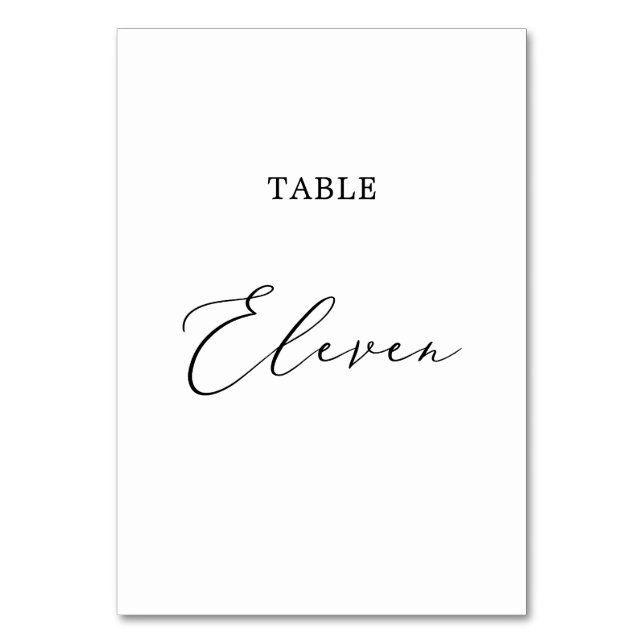 Delicate Black Calligraphy Table Eleven Number (Front)