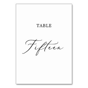 Delicate Black Calligraphy Table Fifteen Number