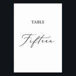 Delicate Black Calligraphy Table Fifteen Table Number<br><div class="desc">This delicate black calligraphy table fifteen table number is perfect for a modern wedding. The romantic minimalist design features lovely and elegant black typography on a white background with a clean and simple look. The card prints on the front and back (double-sided). Other table numbers in the collection are sold...</div>