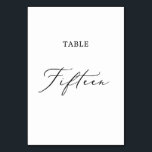 Delicate Black Calligraphy Table Fifteen Table Number<br><div class="desc">This delicate black calligraphy table fifteen table number is perfect for a modern wedding. The romantic minimalist design features lovely and elegant black typography on a white background with a clean and simple look. The card prints on the front and back (double-sided). Other table numbers in the collection are sold...</div>