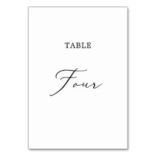 Delicate Black Calligraphy Table Four Table Number