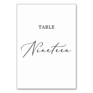 Delicate Black Calligraphy Table Nineteen Number