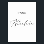 Delicate Black Calligraphy Table Nineteen Table Number<br><div class="desc">This delicate black calligraphy table nineteen table number is perfect for a modern wedding. The romantic minimalist design features lovely and elegant black typography on a white background with a clean and simple look. The card prints on the front and back (double-sided). Other table numbers in the collection are sold...</div>