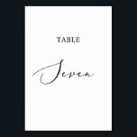 Delicate Black Calligraphy Table Seven Number<br><div class="desc">This delicate black calligraphy table seven table number is perfect for a modern wedding. The romantic minimalist design features lovely and elegant black typography on a white background with a clean and simple look. The card prints on the front and back (double-sided). Other table numbers in the collection are sold...</div>